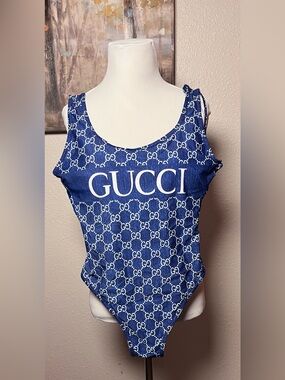Gucci Blue GG Logo Swimsuit